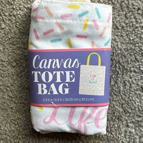 C.R. Gibson “Life is Sweet” Canvas Tote Bag! - Picture 3 of 8